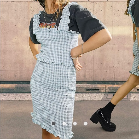 ASOS DESIGN shirred body-conscious mini sundress in pastel gingham - Picture 2 of 5